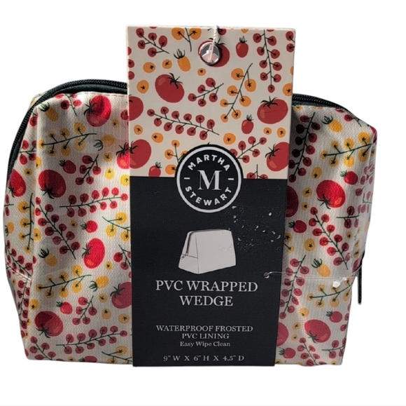 Martha Stewart Handbags - Martha Stewart PVC Wrapped Wedge Waterproof Toiletry Travel Bag Tomato Print